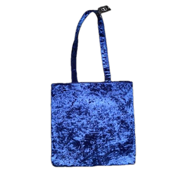 Faux Velvet Blue Glitter Heart Tote Bag - Brand New - Picture 3 of 3